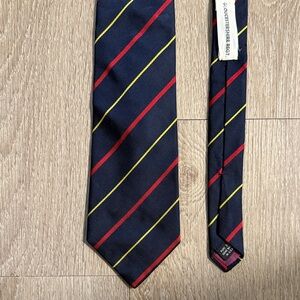 Classic silk Striped Tie in Navy, Red, and Yellow